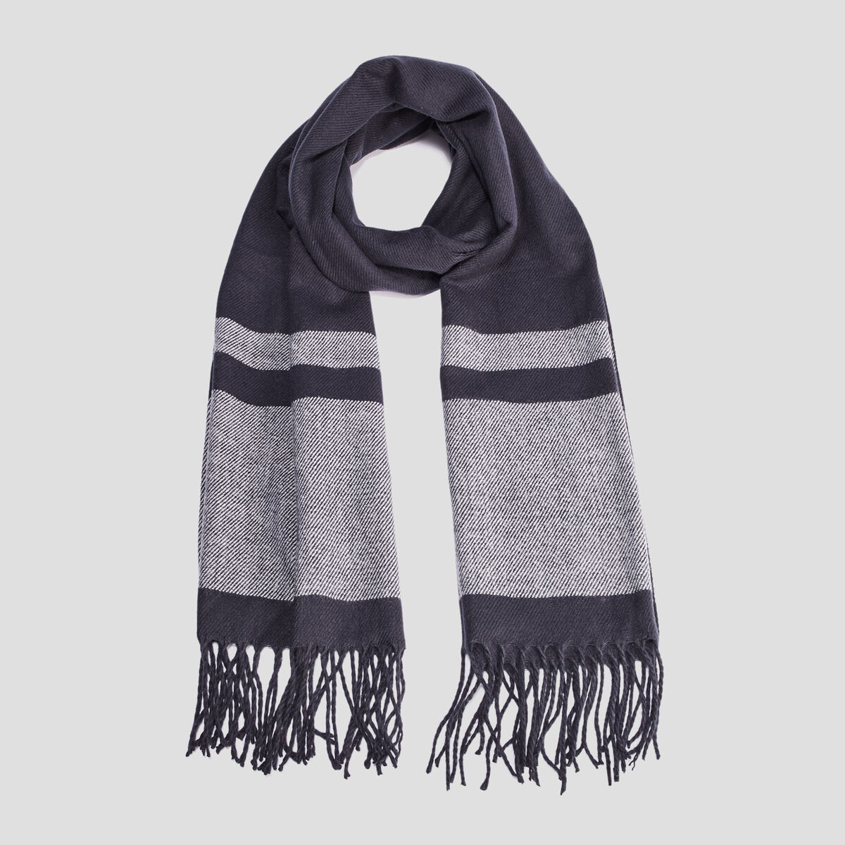 Écharpe avec franges bleu marine homme
