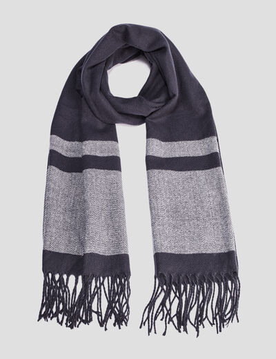 Écharpe avec franges bleu marine homme