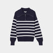 Pull col camionneur zipp&eacute; bleu marine femme