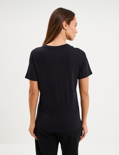 T-shirt manches courtes coton Champion noir femme