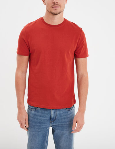 T-shirt droit en coton manches courtes rouge homme