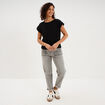 T-shirt ajour&eacute; manches courtes noir femme