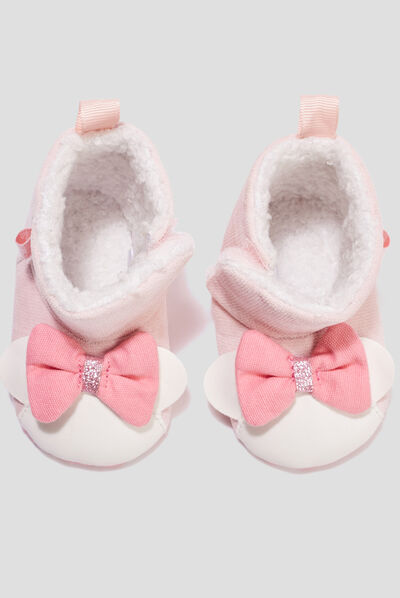 Bottons fourrés Minnie rose bébé fille