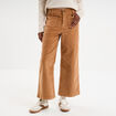Pantalon effet velours flare cropped beige femme