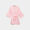 Peignoir kimono court effet satin rose clair femme