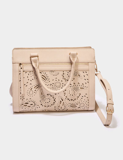 Sac rectangulaire bandoulière ajustable ivoire femme
