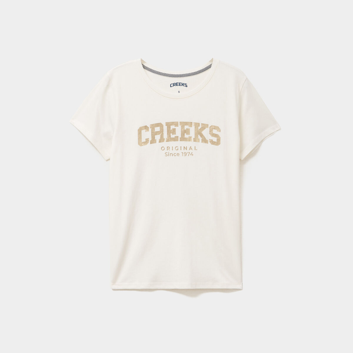 T-shirt col rond manches courtes Creeks blanc femme