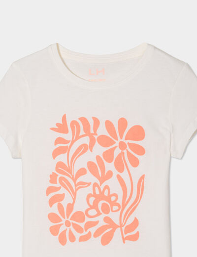 T-shirt manches courtes coton ivoire fille