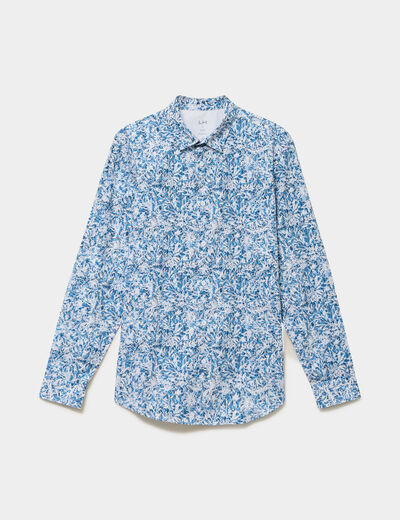 Chemise ajust&eacute;e manches longues bleu homme