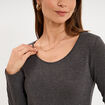 T-shirt &agrave; manches longues gris fonc&eacute; femme