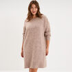 Robe pull droite boutons &eacute;paule sable femme grande taille