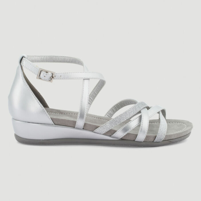 Sandales talon fermé femme couleur argent