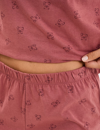 Ensemble pyjama short t-shirt coton rose femme