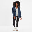 Sweat zippé à capuche bleu marine femme