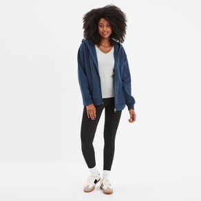 sweat zippe a capuche bleu marine femme Sweat zippé à capuche bleu marine femme