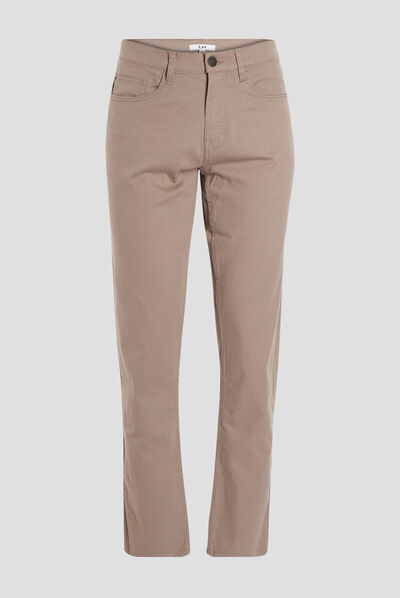 Pantalon droit en coton taupe homme