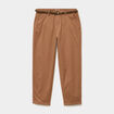 Pantalon chino regular ceinture tress&eacute;e marron clair femme