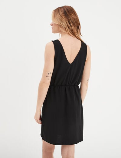 Robe portefeuille plis taille noir femme