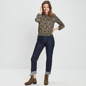jeans straight avec revers denim stone femme Jeans straight avec revers denim stone femme
