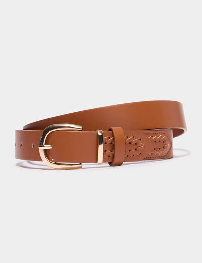 Ceinture avec d&eacute;tails tress&eacute;s camel femme