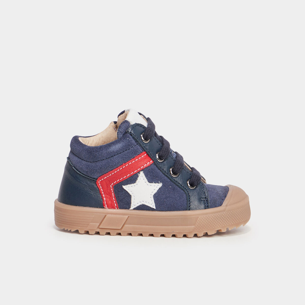 Baskets montantes zipp&eacute;es en cuir Creeks bleu marine b&eacute;b&eacute; gar&ccedil;on