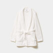Peignoir mi-long effet polaire ceintur&eacute; blanc femme
