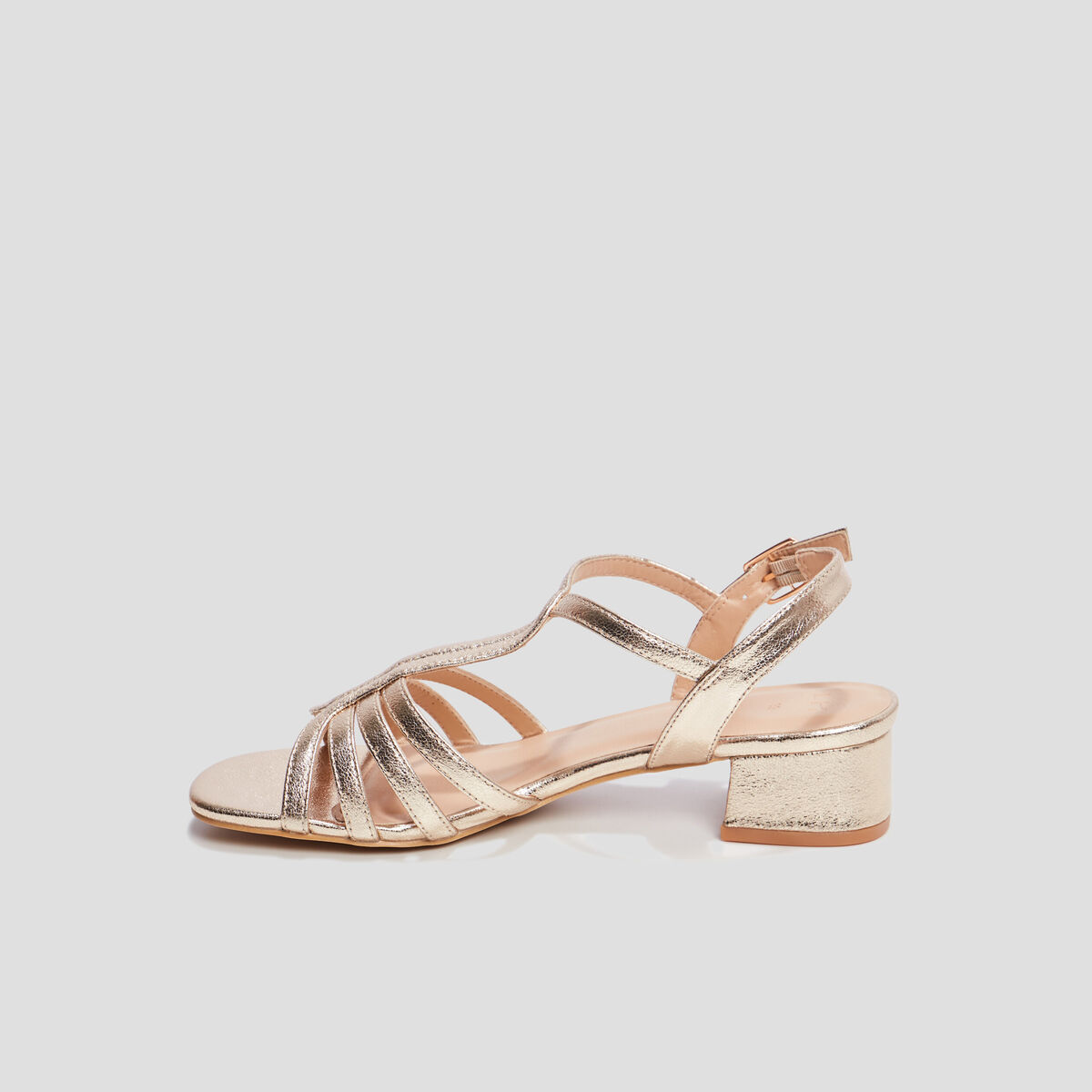 Sandales à talons jaune or femme