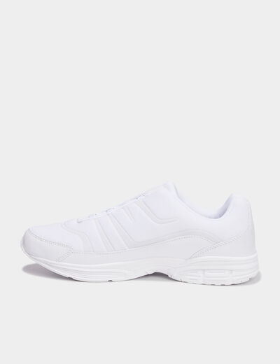 Baskets plates running élastiquées blanc homme