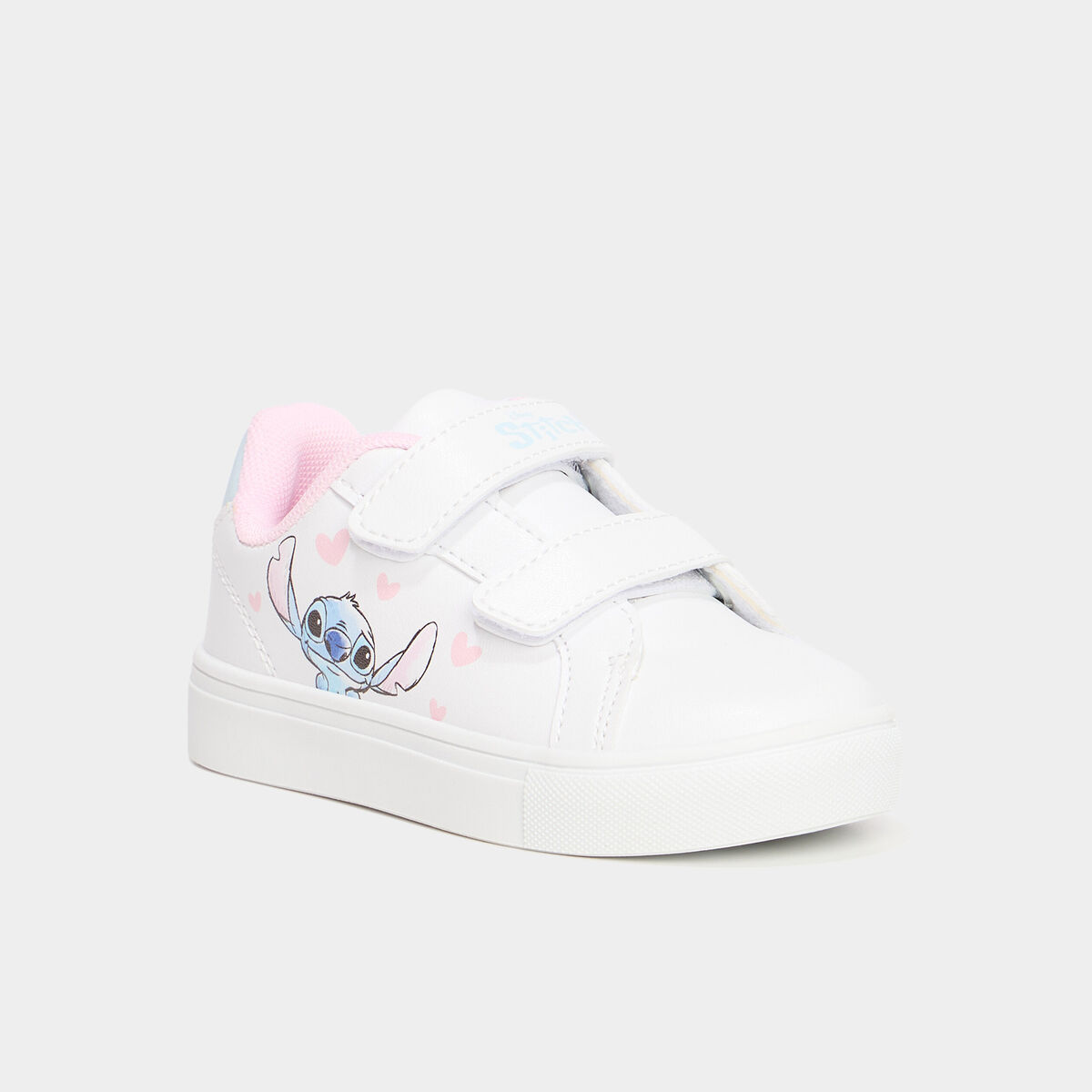 Tennis basses à scratchs Stitch blanc fille