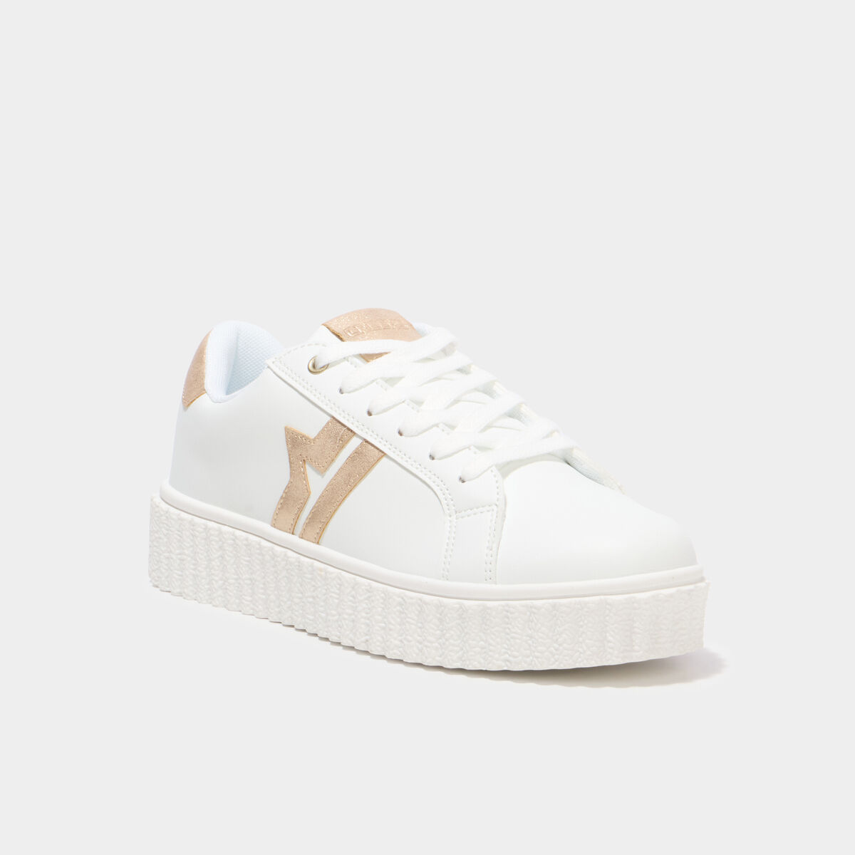 Tennis basses &agrave; lacets semelles &eacute;paisse blanc femme