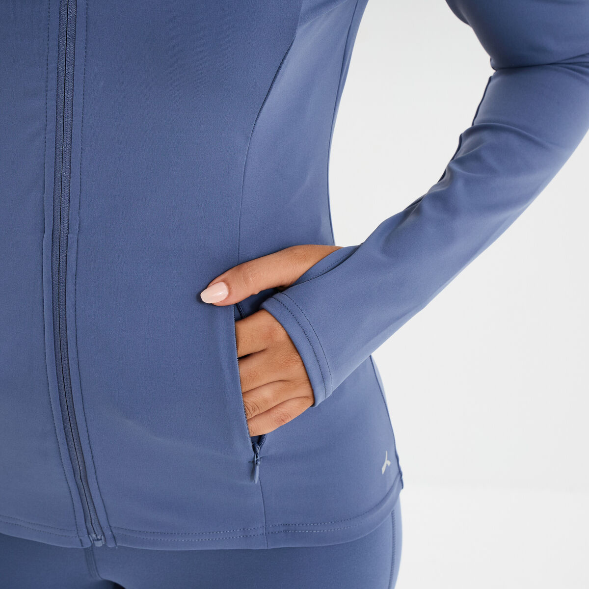 Veste de sport ajust&eacute;e avec fermeture bleu fonc&eacute; femme