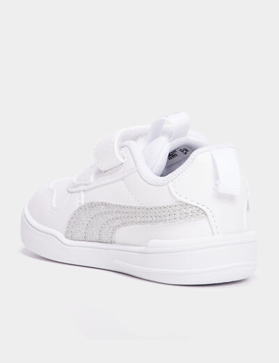 Tennis basses à scratchs Puma Multiflex blanc bébé fille