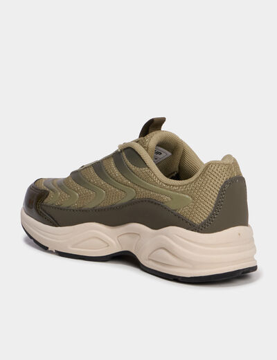 Baskets running &agrave; lacets &eacute;lastiqu&eacute;s vert kaki gar&ccedil;on