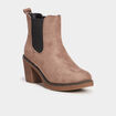 Bottines chelsea &agrave; talons aspect su&eacute;dine taupe femme
