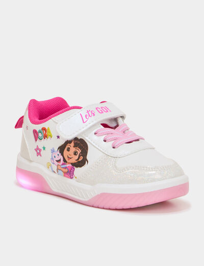 Baskets lumineuses Dora l'exploratrice blanc fille