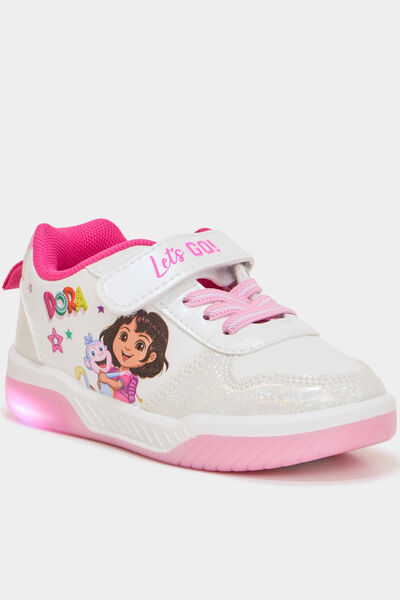 Baskets lumineuses Dora l'exploratrice blanc fille
