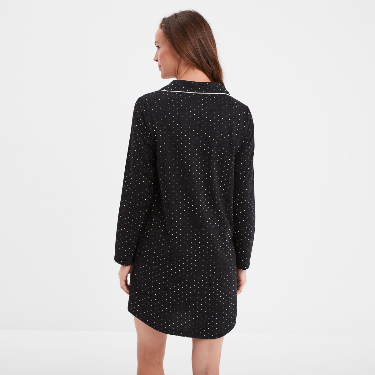 Liquette manches longues boutonnée noir femme