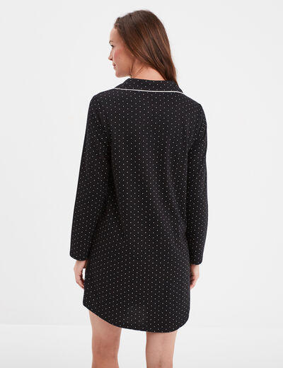 Liquette manches longues boutonnée noir femme
