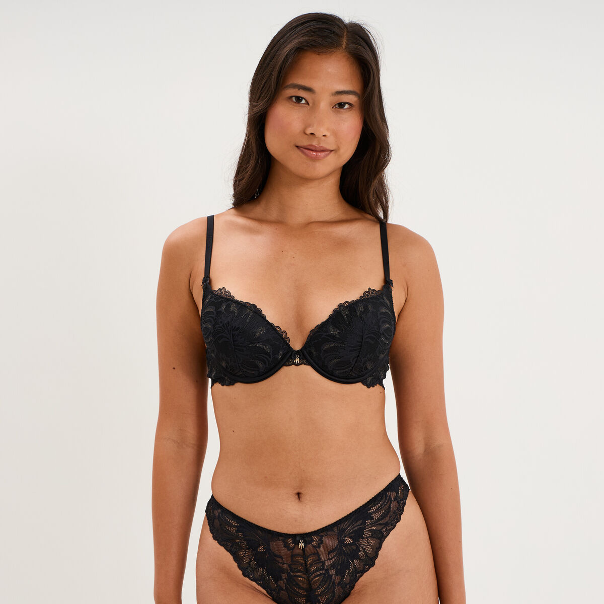 Soutien-gorge maxi push-up dentelle noir femme