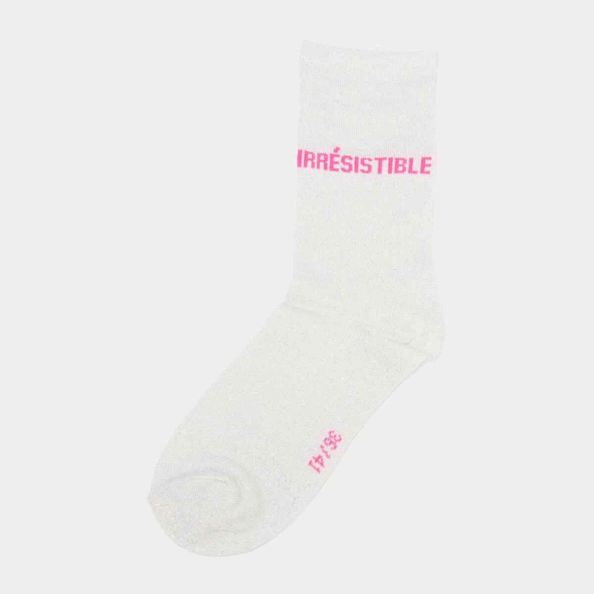 Chaussettes &agrave; fils m&eacute;tallis&eacute;s mi-hautes rose clair femme
