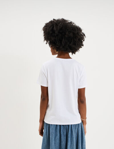 T-shirt droit avec manches courtes coton blanc femme