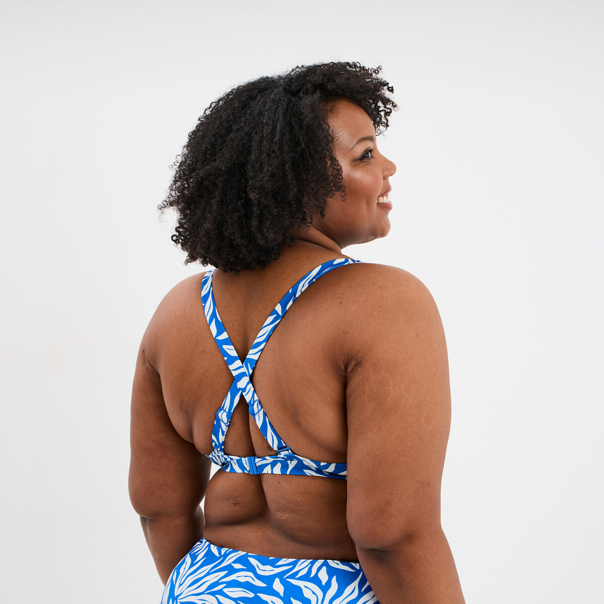 Haut de maillot de bain triangle bleu femme grande taille