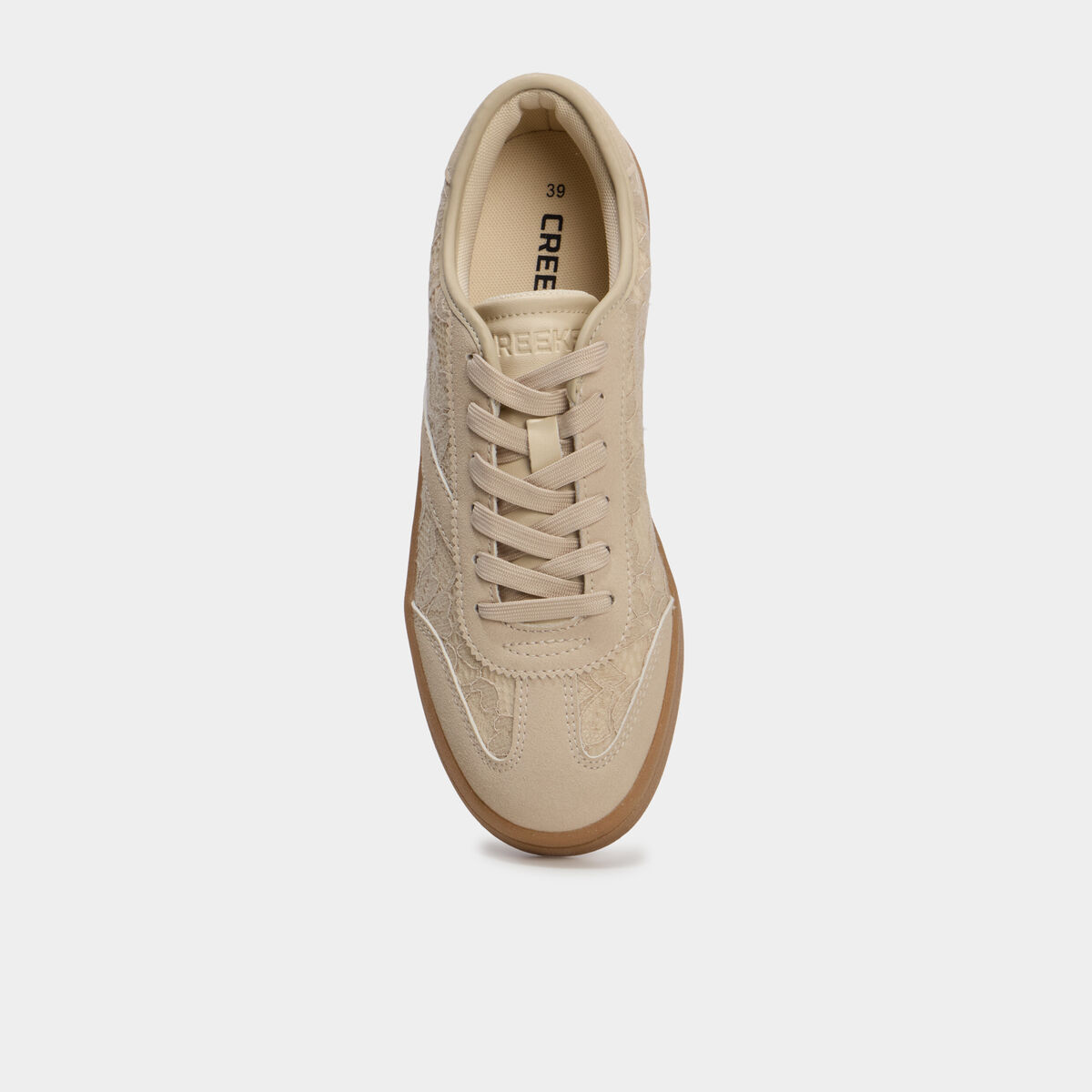 Tennis basses avec dentelle sable femme