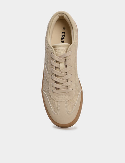 Tennis basses avec dentelle sable femme