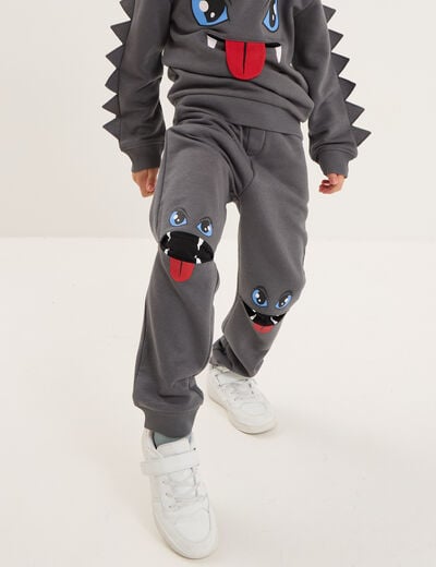 Pantalon de jogging détails genoux gris foncé garçon