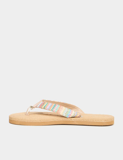 Tongs de plage détails tressés sable femme