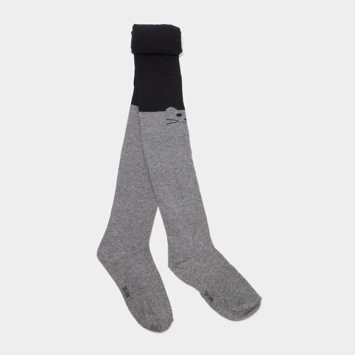 Lot 3 collants coton d&eacute;tail chat gris fille
