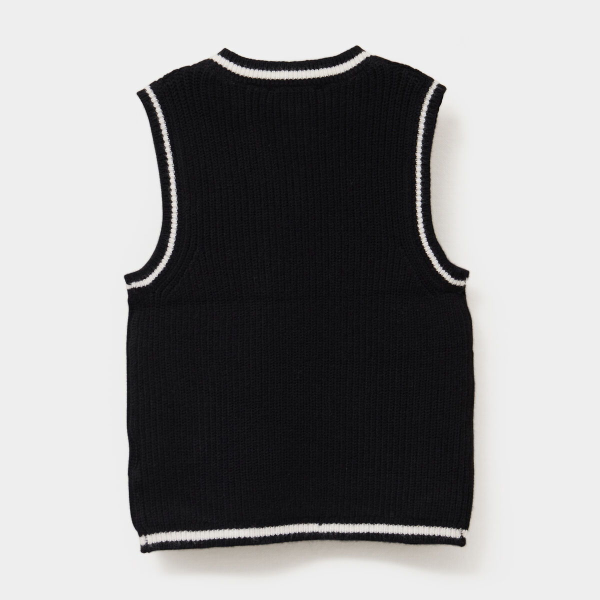 Pull sans manches col en V noir fille