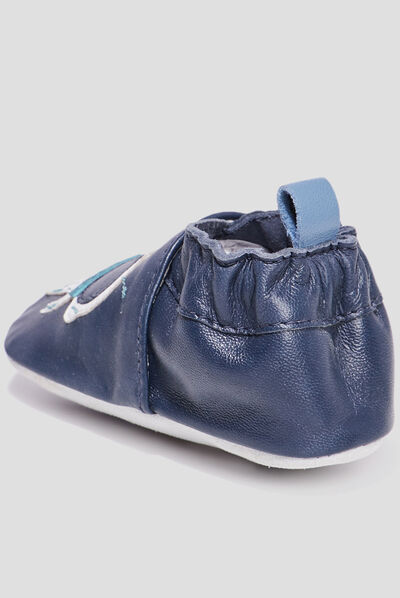 Bottillons en cuir bleu marine bébé garçon