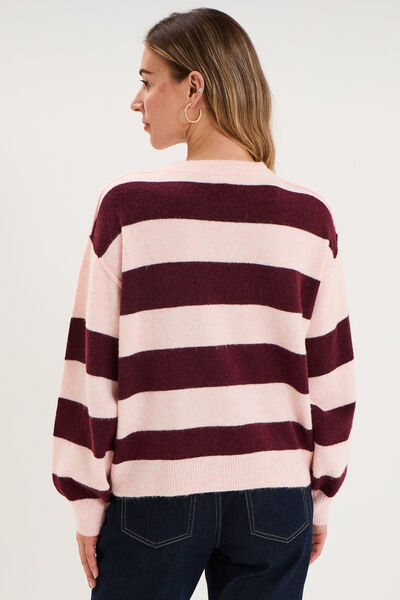 Pull col rond avec manches longues rose clair femme